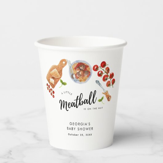 Gobelets En Papier Little Meatball Italien Baby shower alimentaire (Recto)
