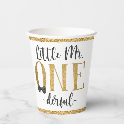 Gobelets En Papier Little Mr One Derful 1er Anniversaire tasse de pap (Recto)