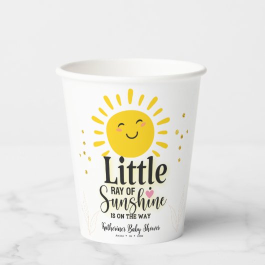 Gobelets En Papier Little Ray of Sunshine Parties scintillant Baby sh (Recto)