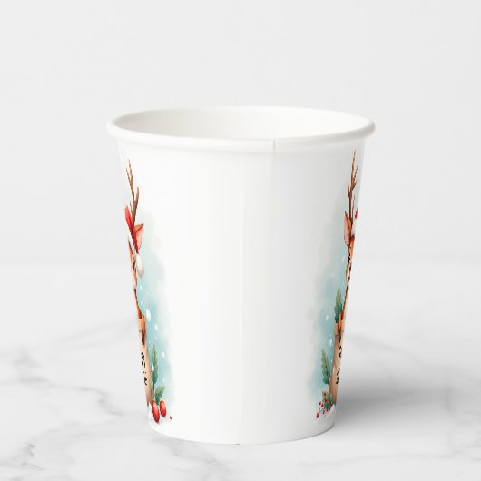 Gobelets En Papier Little reindeer in a Santa hat (Droite)