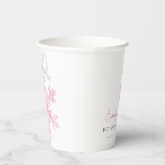 Gobelets En Papier Little Snowflake Pink Winter Baby Shower Cups (Droite)