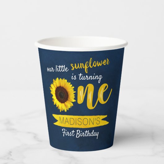 Gobelets En Papier Little Sunflower 1er anniversaire (Recto)