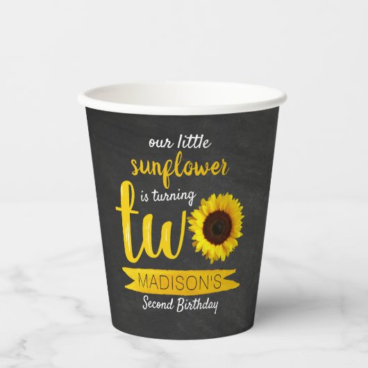 Gobelets En Papier Little Sunflower 2e anniversaire (Recto)