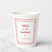 Gobelets En Papier Little Sweetheart Girl 1er fête d'anniversaire (Recto)