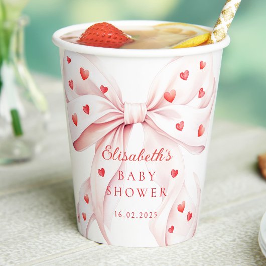 Gobelets En Papier Little Sweetheart Pink Bow Girl Baby Shower