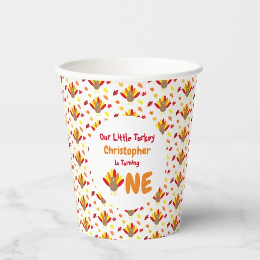 Gobelets En Papier Little Turkey 1er anniversaire (Recto)