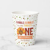 Gobelets En Papier Little Turkey Fall Thanksgiving 1er anniversaire (Verso)