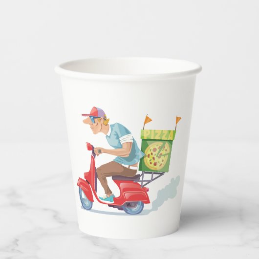 Gobelets En Papier Livraison de pizzas cyclées (Recto)