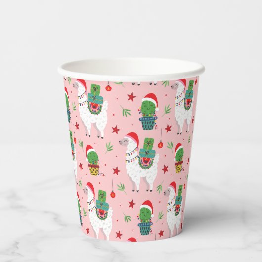 Gobelets En Papier Llamas et cactus Motif de Noël (Verso)