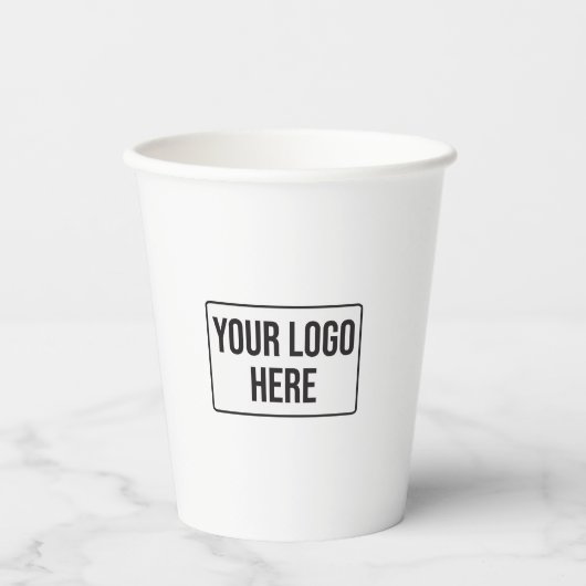 Gobelets En Papier Logo d'affaires minimal Café blanc simple (Recto)