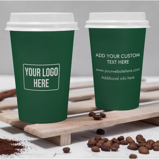 Gobelets En Papier Logo d'affaires minimal Café vert simple