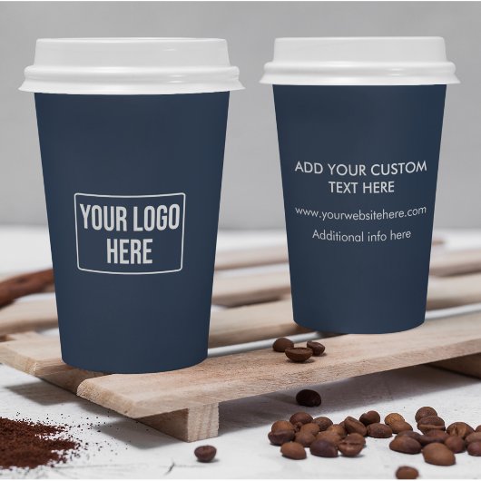 Gobelets En Papier Logo d'affaires minimal Simple Navy Blue Coffee