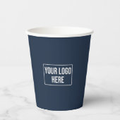 Gobelets En Papier Logo d'affaires minimal Simple Navy Blue Coffee (Recto)