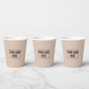 Gobelets En Papier Logo d'affaires minimaliste Café beige simple