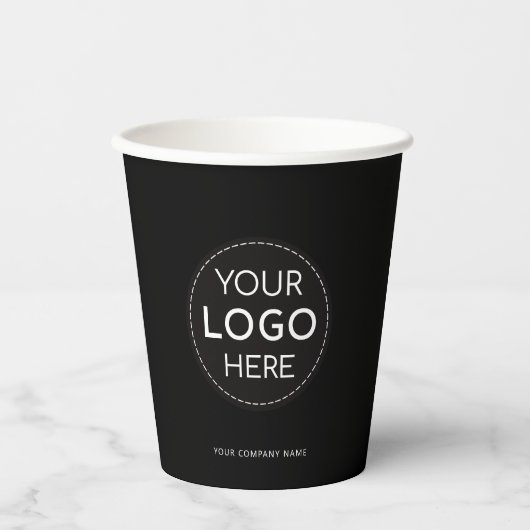 Gobelets En Papier Logo d'affaires noir commercial promotionnel 8oz (Recto)