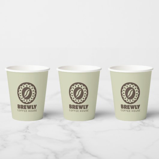 Gobelets En Papier logo de la maison de café Brewly (Multi)