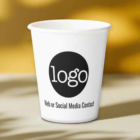 Gobelets En Papier Logo de l'entreprise avec informations de contact