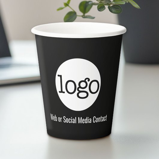 Gobelets En Papier Logo de l'entreprise avec informations de contact