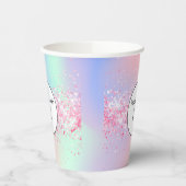 Gobelets En Papier Logo de l'entreprise holographique rose pâle (Gauche)