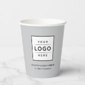 Gobelets En Papier Logo de société gris clair marqué (Verso)