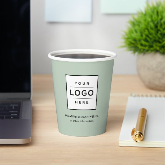 Gobelets En Papier Logo de société vert clair marqué (Insitu)