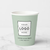 Gobelets En Papier Logo de société vert clair marqué (Recto)