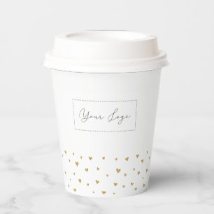 Gobelets En Papier Logo d'entreprise à motif de cœur simple personnal