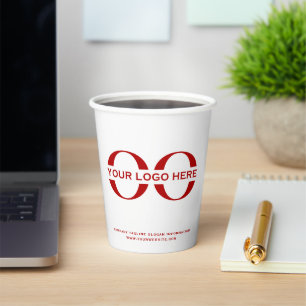 Gobelets En Papier Logo d'entreprise Blanc Rouge