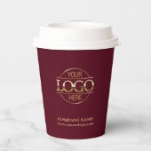 Gobelets En Papier Logo d'entreprise Burgundy (Verso)