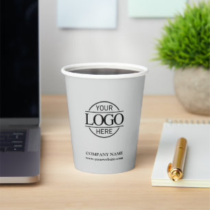 Gobelets En Papier Logo d'entreprise corporative gris clair moderne