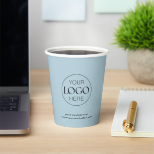 Gobelets En Papier Logo d'entreprise de marque Pale Aqua