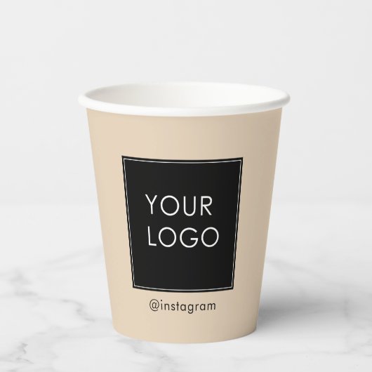 Gobelets En Papier Logo d'entreprise de marque personnalisable Beige (Recto)