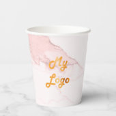 Gobelets En Papier Logo d'entreprise en marbre rose vif (Verso)