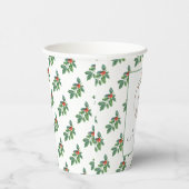Gobelets En Papier Logo d'entreprise Holly Berries Joyeux Noël (Droite)