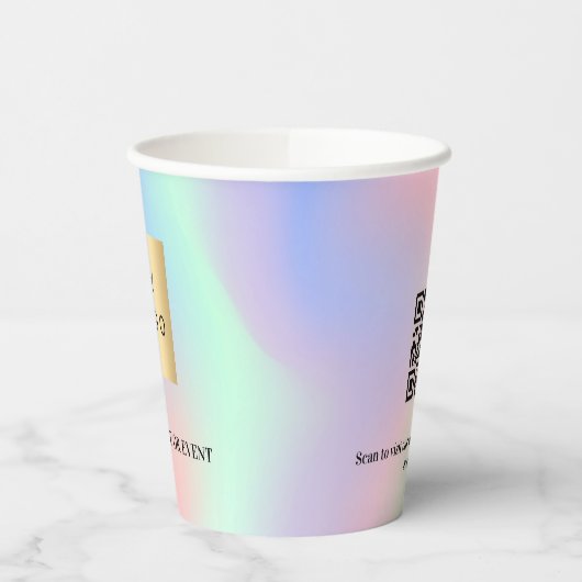 Gobelets En Papier Logo d'entreprise holographique qr code (Gauche)