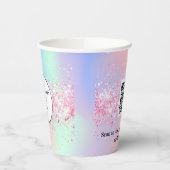 Gobelets En Papier Logo d'entreprise holographique rose qr code (Gauche)
