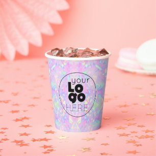 Gobelets En Papier Logo d'entreprise Iridescente Opal Papier Coupes