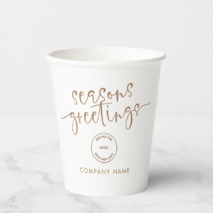 Gobelets En Papier Logo d'entreprise Joyeuses Fêtes d'or Noël