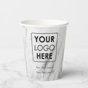 Gobelets En Papier Logo d'entreprise Marbre blanc professionnel moder