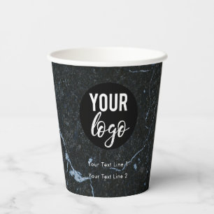 Gobelets En Papier Logo d'entreprise Marbre noir professionnel modern