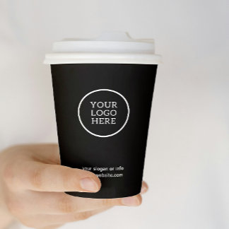 Gobelets En Papier Logo d'entreprise minimaliste noir élégant