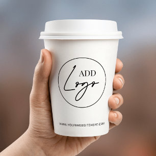 Gobelets En Papier Logo d'entreprise minimaliste noir et blanc pour é