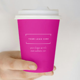 Gobelets En Papier Logo d'entreprise minimaliste rose élégant