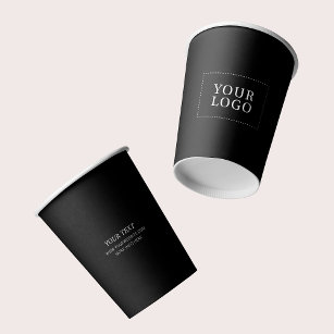Gobelets En Papier Logo d'entreprise minimaliste simple noir personna