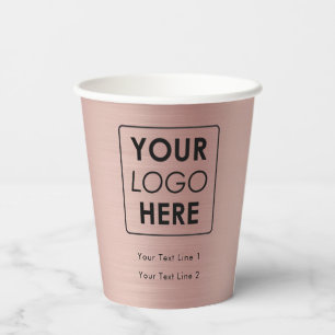 Gobelets En Papier Logo d'entreprise Moderne Rose professionnel Or