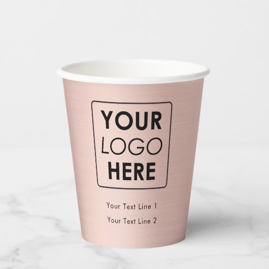 Gobelets En Papier Logo d'entreprise Moderne Rose professionnel Or (Recto)