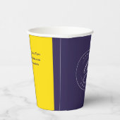 Gobelets En Papier Logo d'entreprise | Navy Blue & Gold Minimal Perso (Droite)