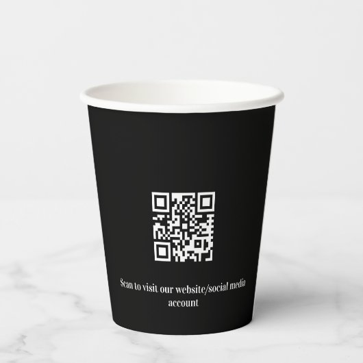 Gobelets En Papier Logo d'entreprise noir blanc code qr (Verso)