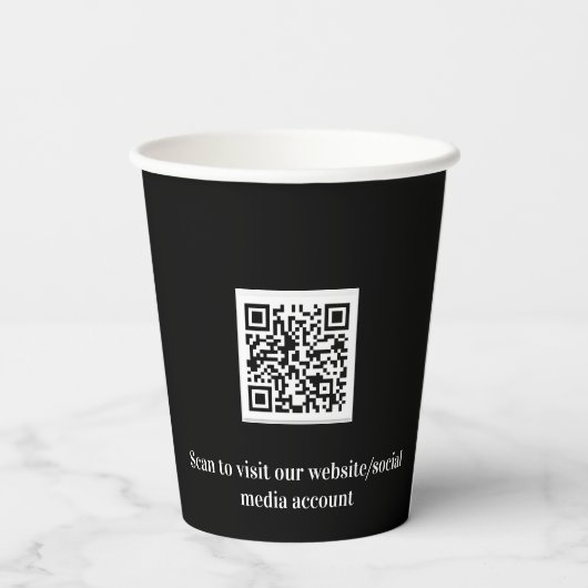 Gobelets En Papier Logo d'entreprise noir code qr (Verso)