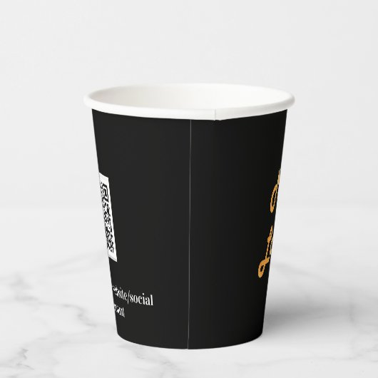 Gobelets En Papier Logo d'entreprise noir code qr (Droite)